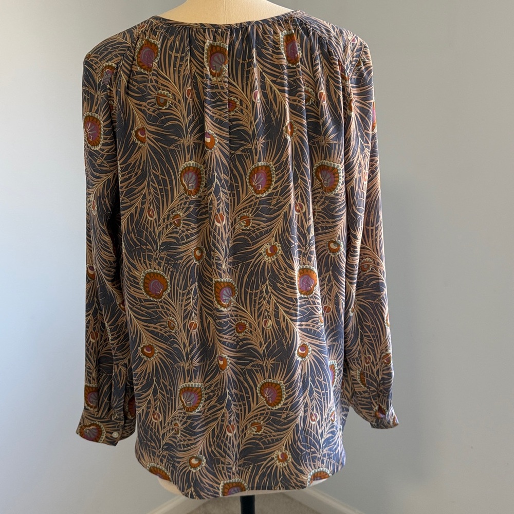 Loft Ann Taylor Women's Semi Sheer Peony Print Long-Sleeve Blouse SZS - Picture 2 of 16